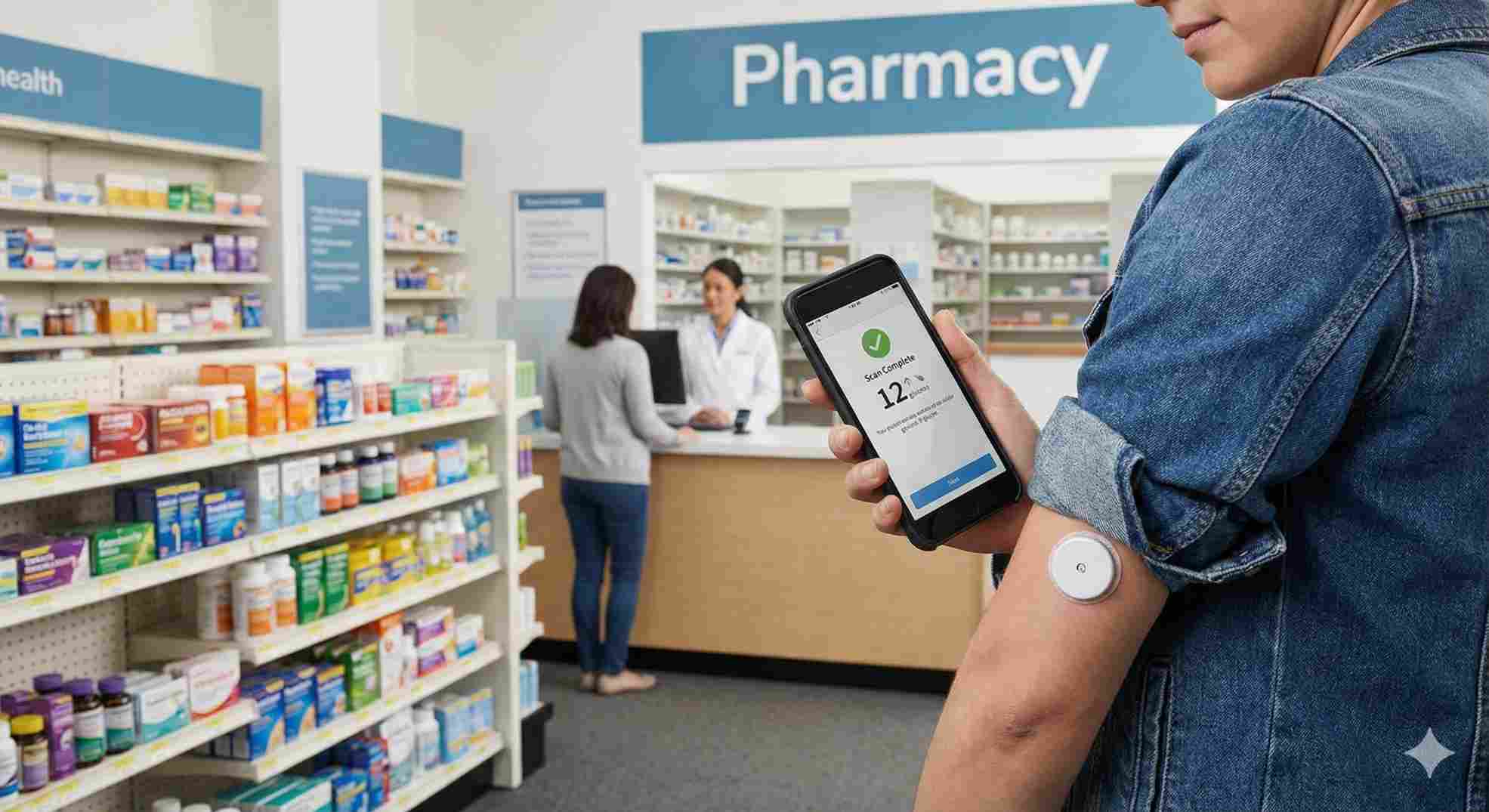 Buying Libre Rio OTC glucose monitor at a pharmacy counter