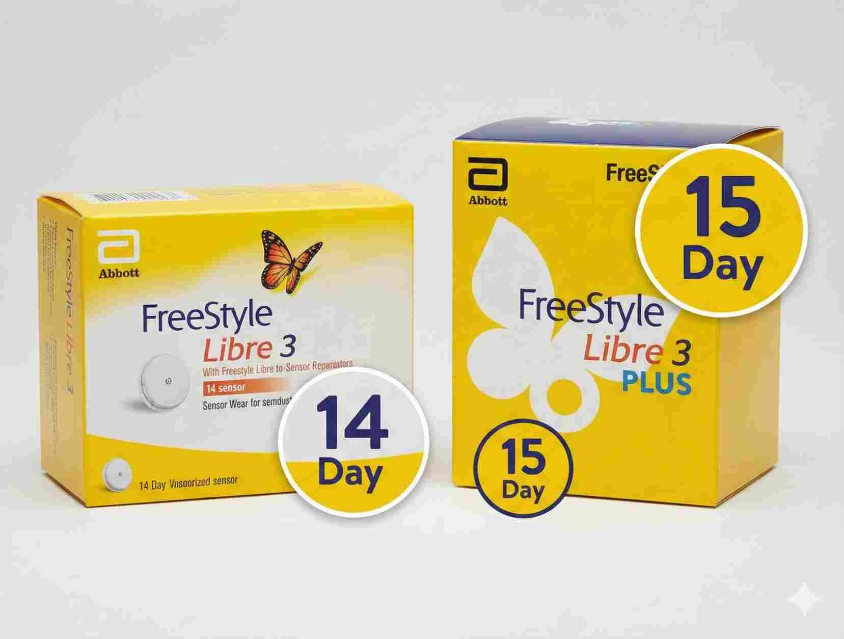 FreeStyle Libre 3 vs Libre 3 Plus sensor box duration comparison