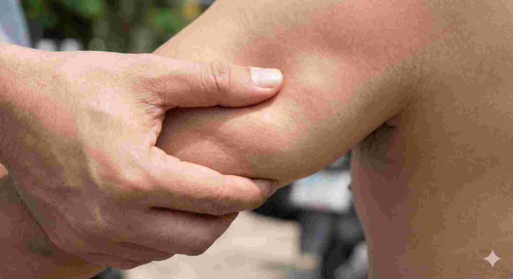 pinching skin on arm for painless freestyle libre sensor application