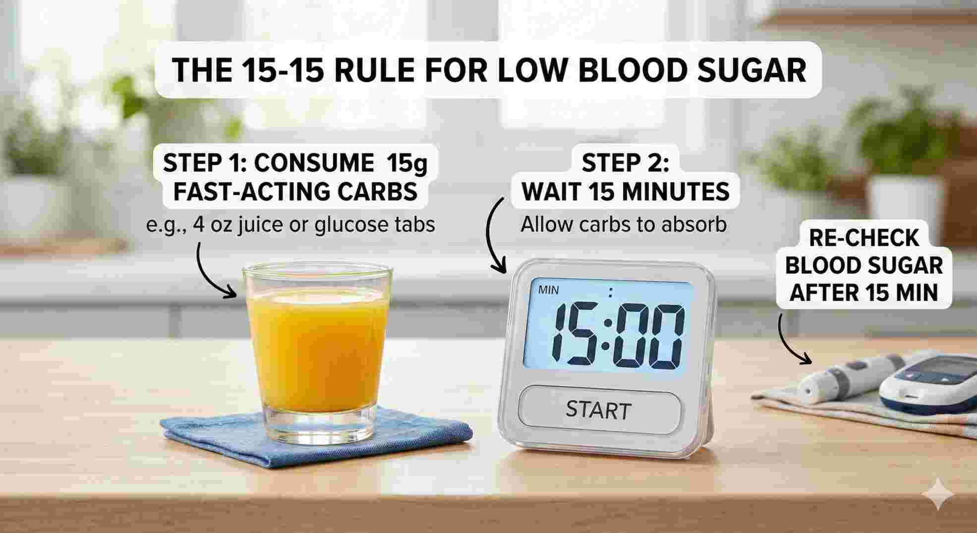 Managing lows to stay in the accu chek glucometer normal range.