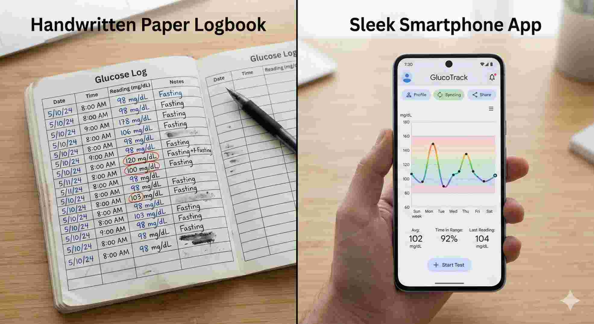 Setting up an accu chek blood glucose chart on your phone.