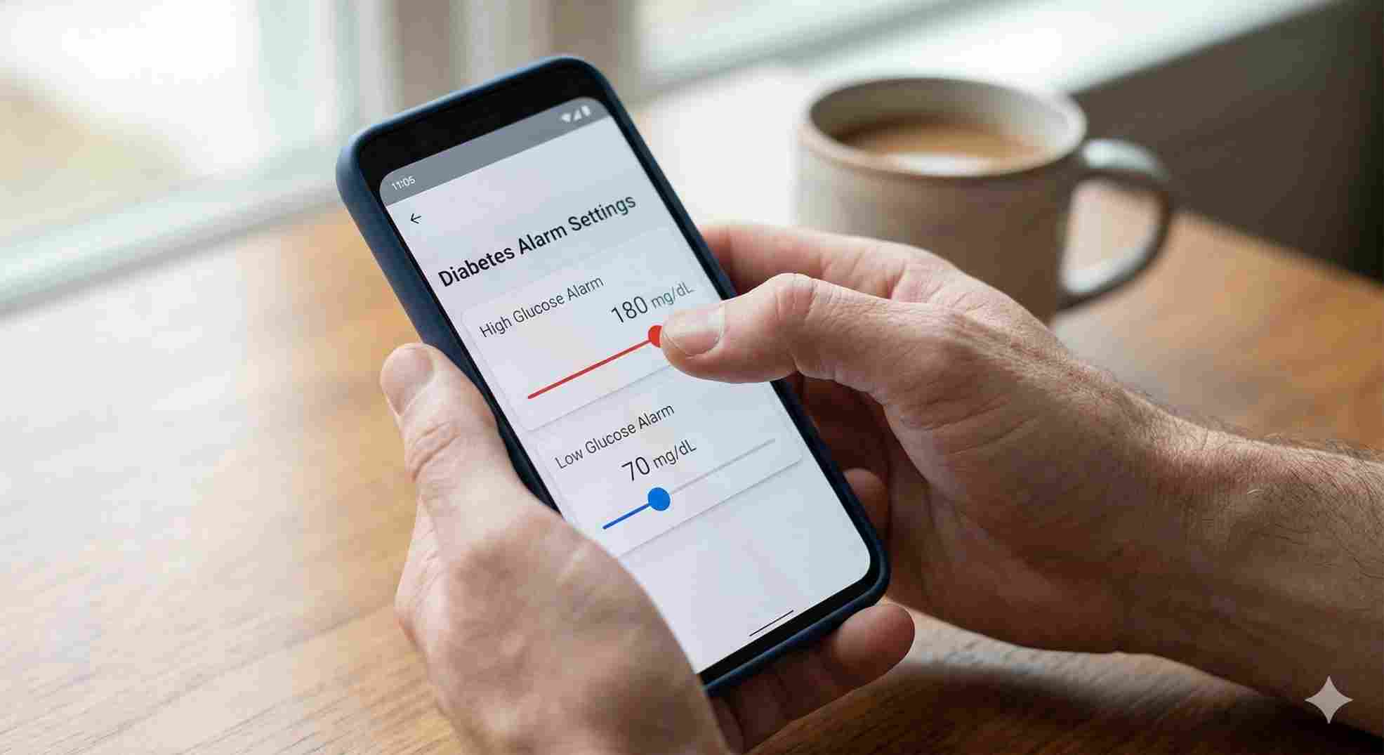 Adjusting alarm settings on the libre com mobile application.
