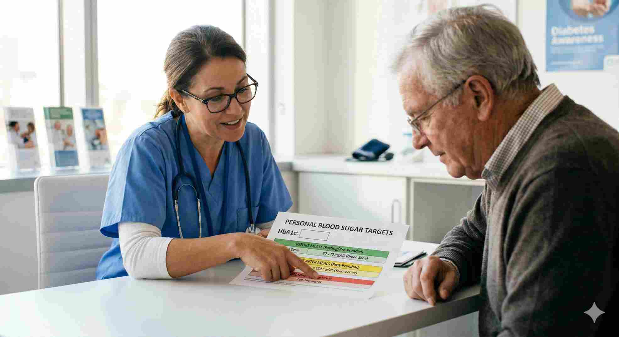 Doctor discussing a personalized hba1c goal with a patient
