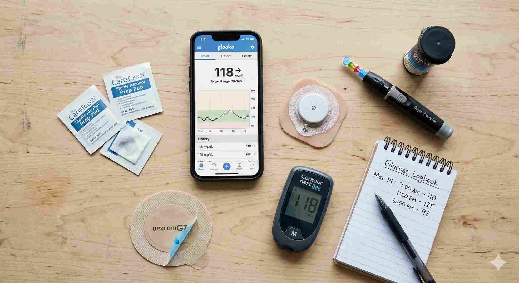 Essential supplies for daily freestyle health monitoring.