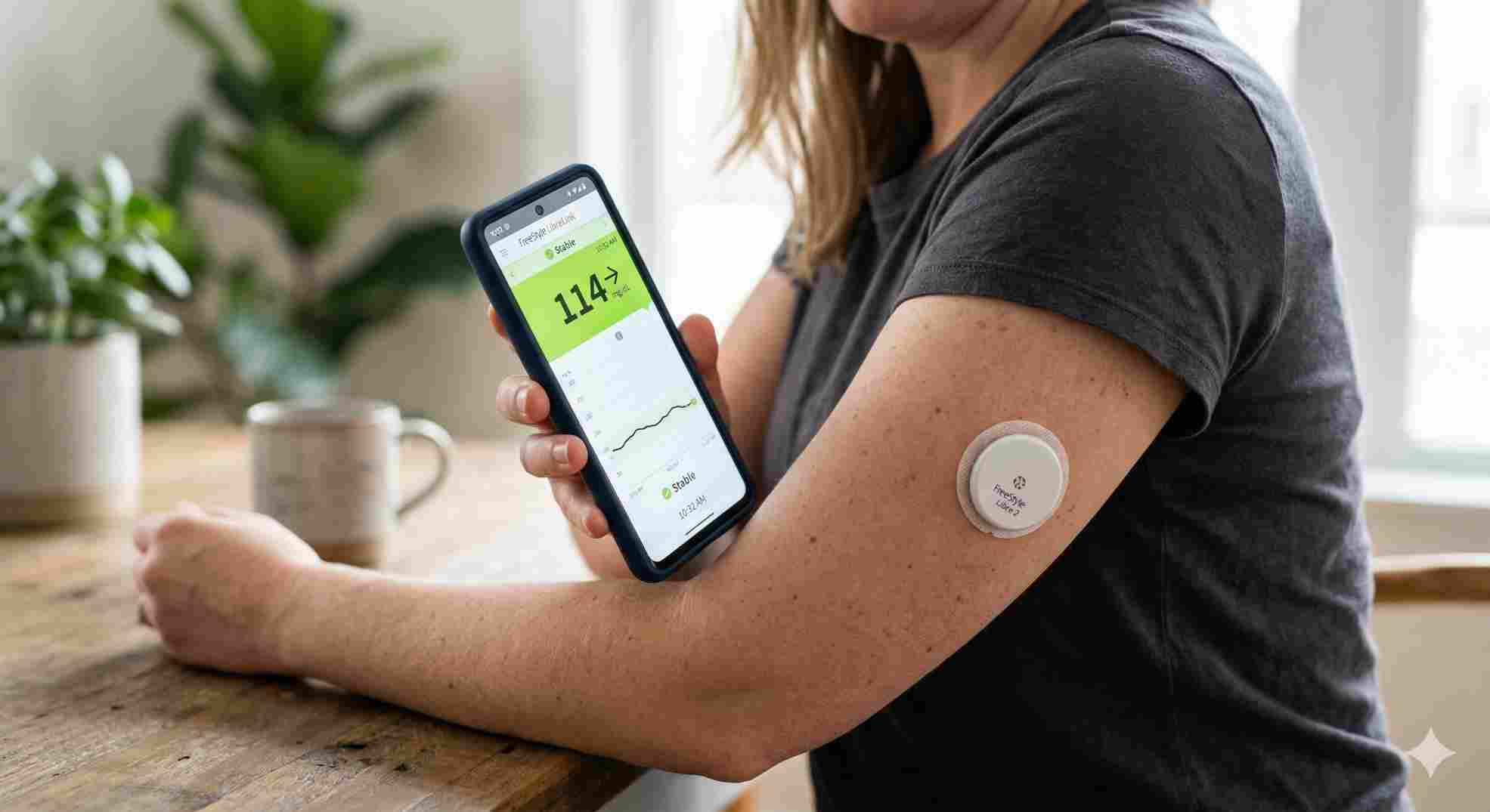 Patient scanning arm to check how accurate is freestyle libre 2 using a smartphone app.
