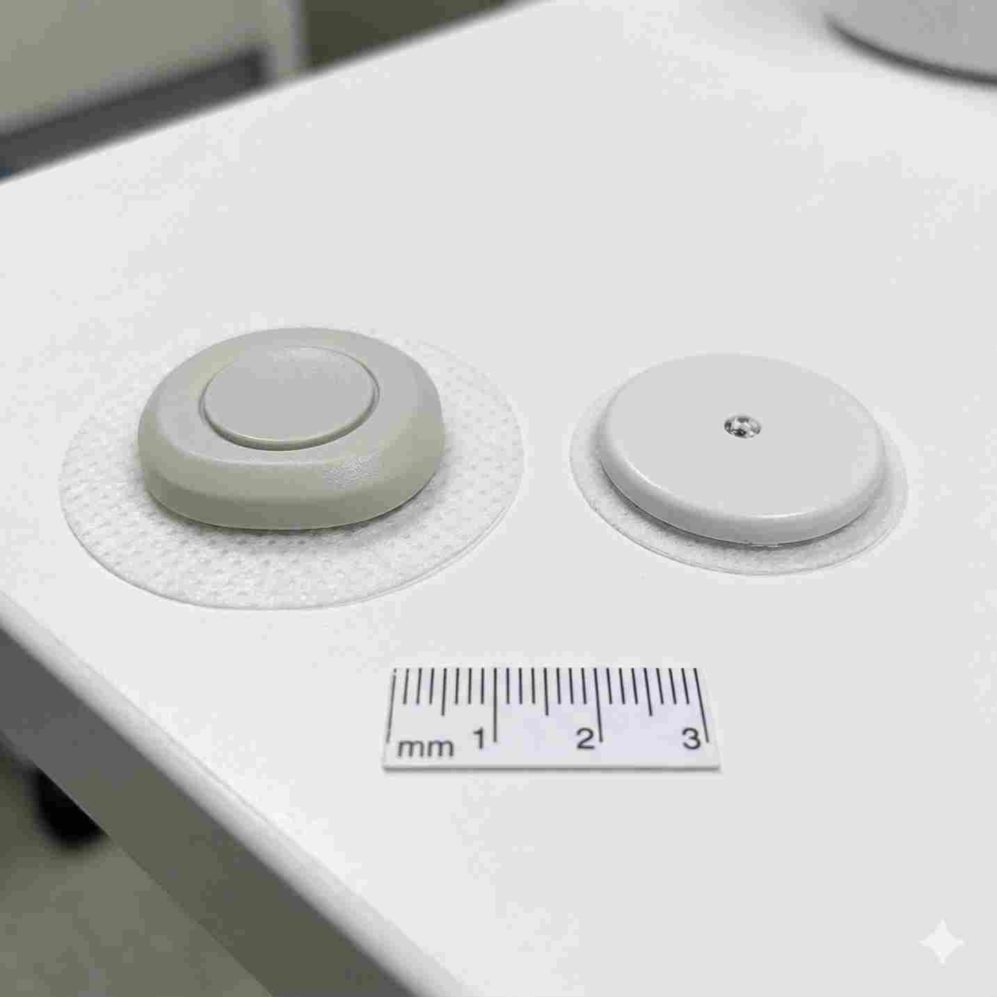 Size comparison of continuous glucose monitors showing an alternative to libre 3