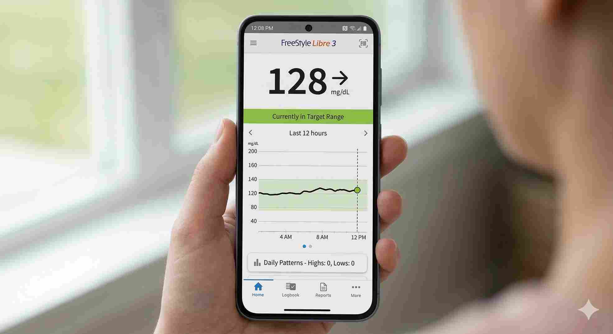 Smartphone app displaying data related to freestyle libre 3 buy online options