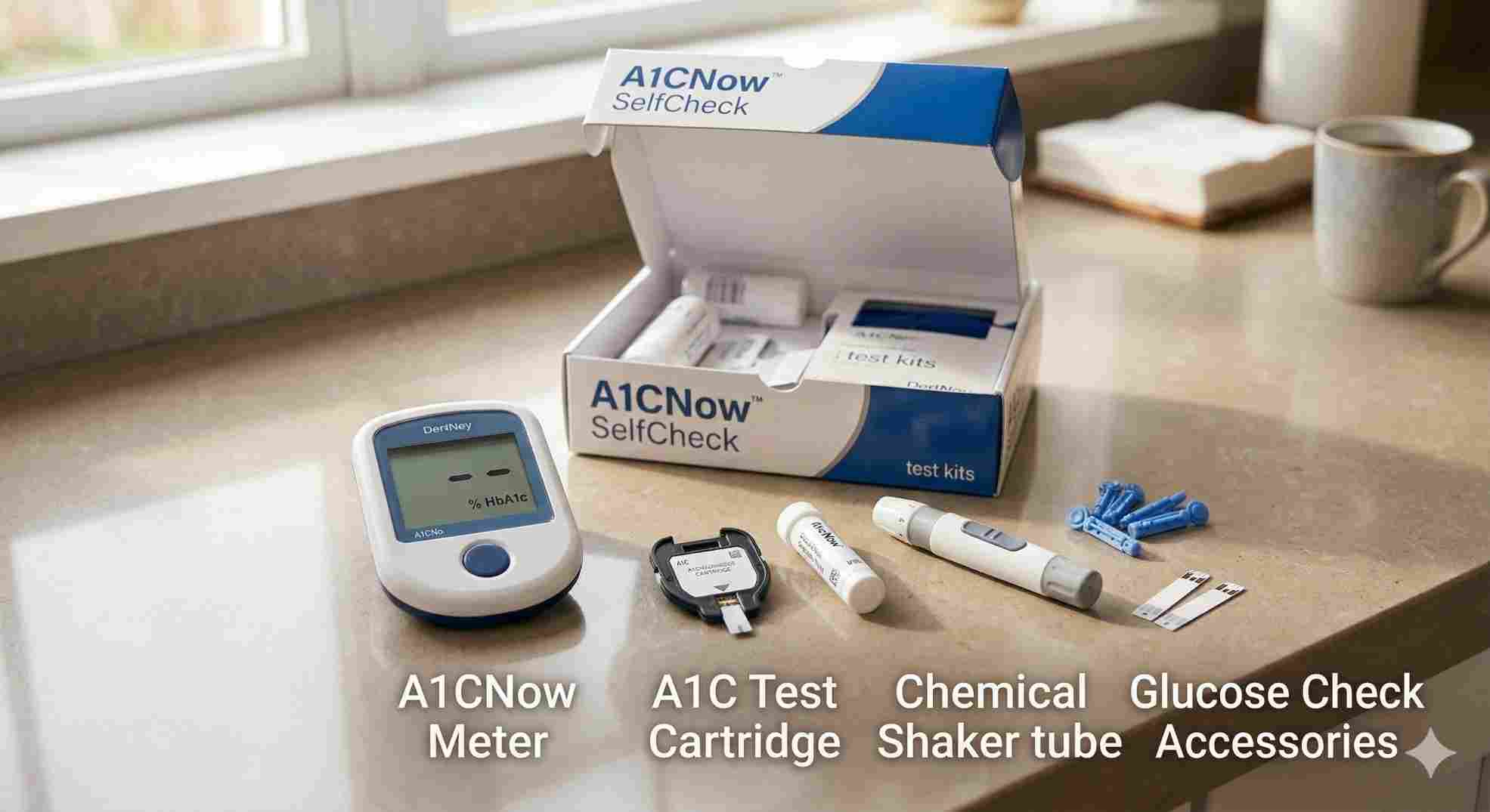 a1cnow selfcheck at home a1c test kit contents