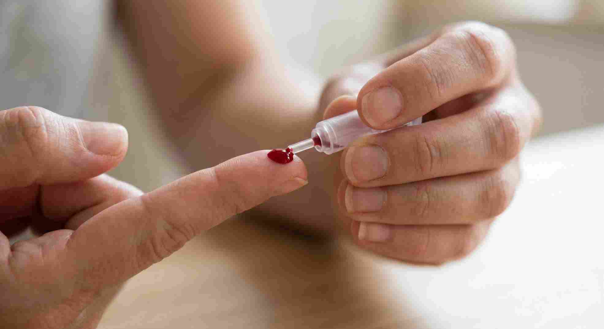 collecting blood sample for a1c testing machine