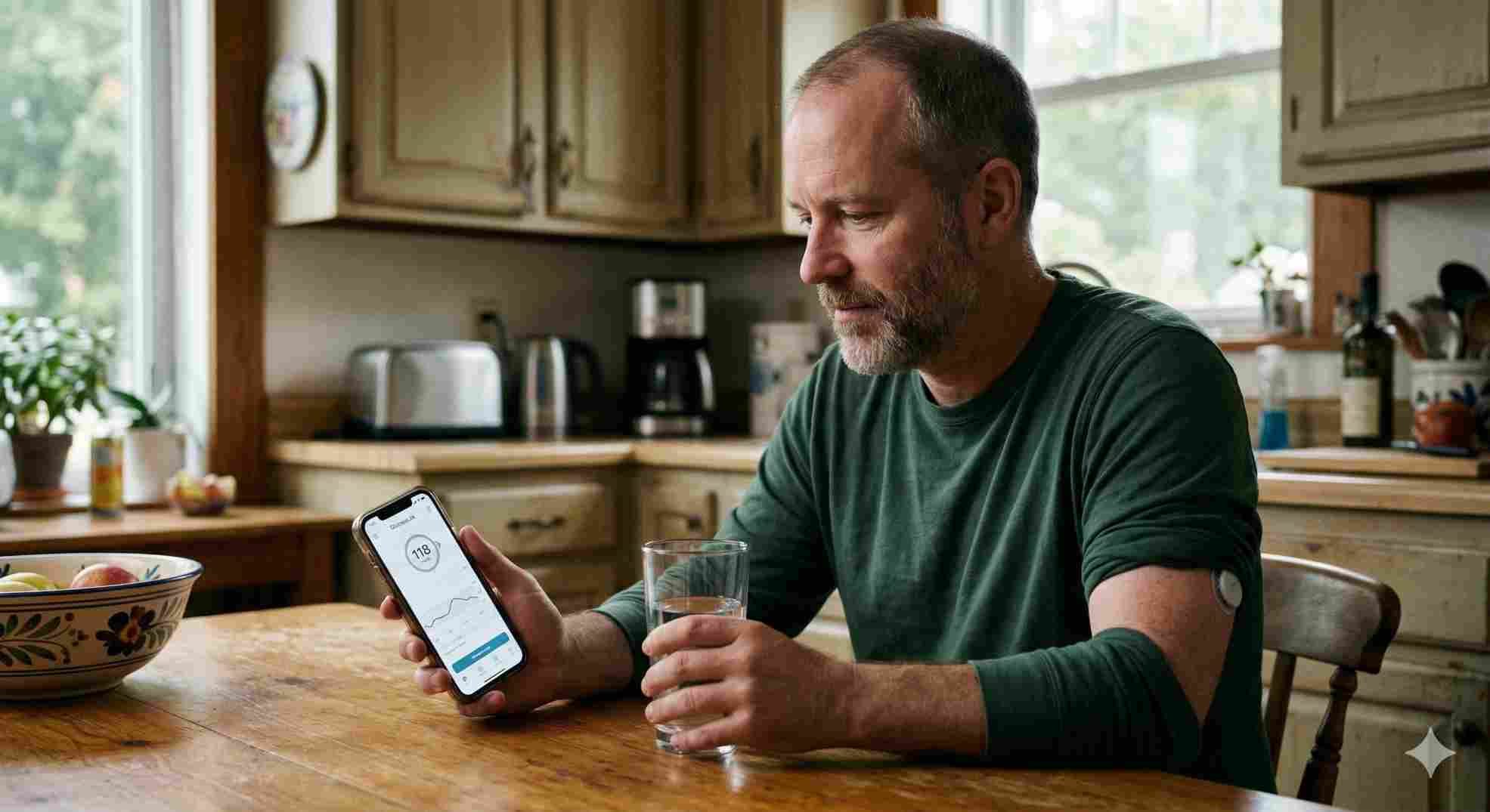 patient checking a freestyle monitor during a rapid glucose change